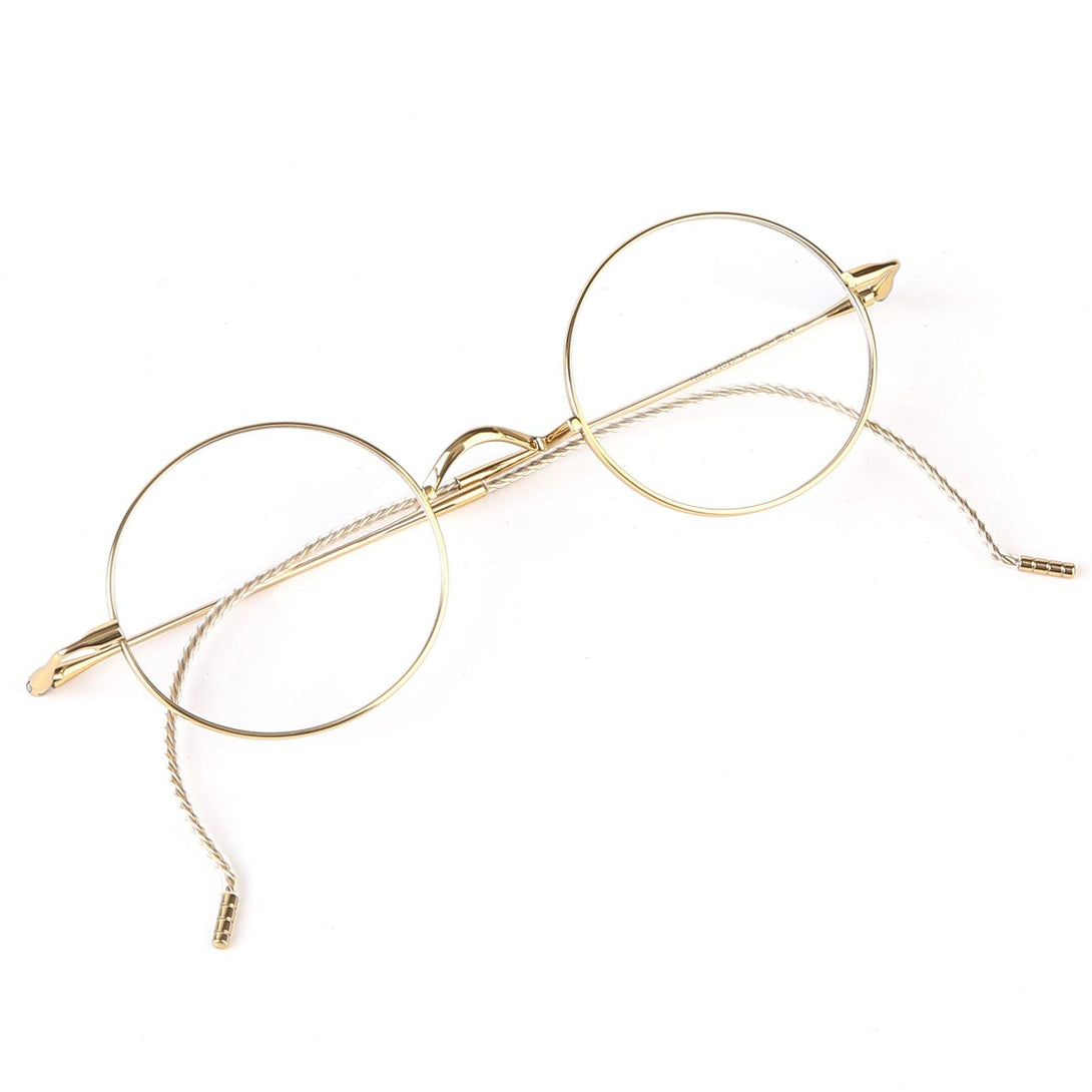 Round Wire Rimmed Glasses | Titanium Frame Saddle Bridge A185725 - AGSTUM OPTICAL