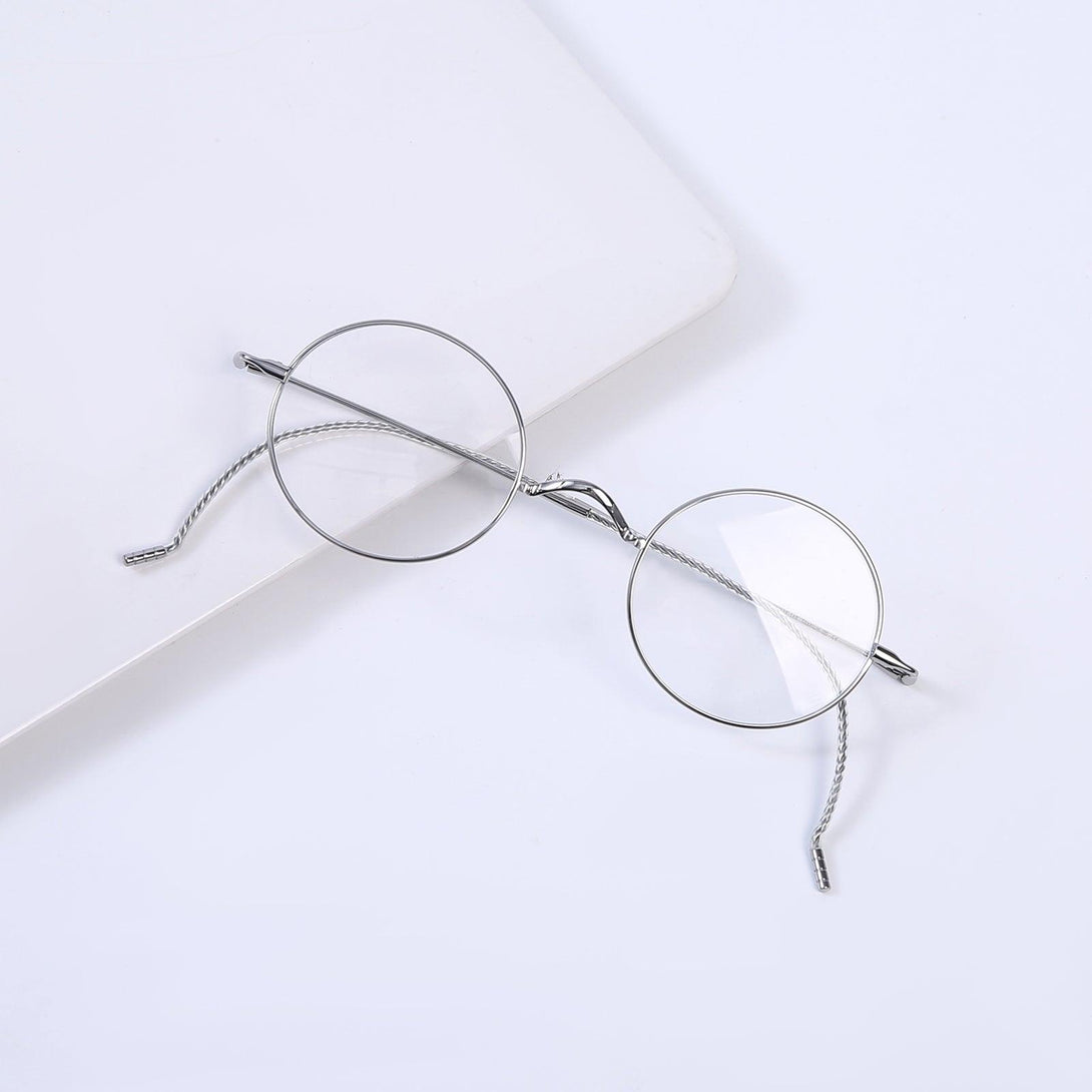 Round Wire Rimmed Glasses | Titanium Frame Saddle Bridge A185725 - AGSTUM OPTICAL