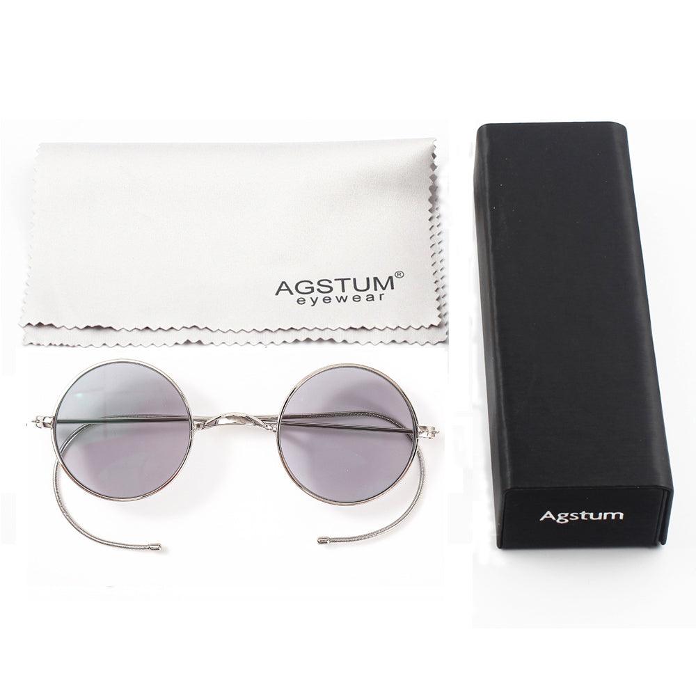 43mm Small Round Sun Readers, Brown / Grey Tinted Reading Glasses A1043 - AGSTUM OPTICAL