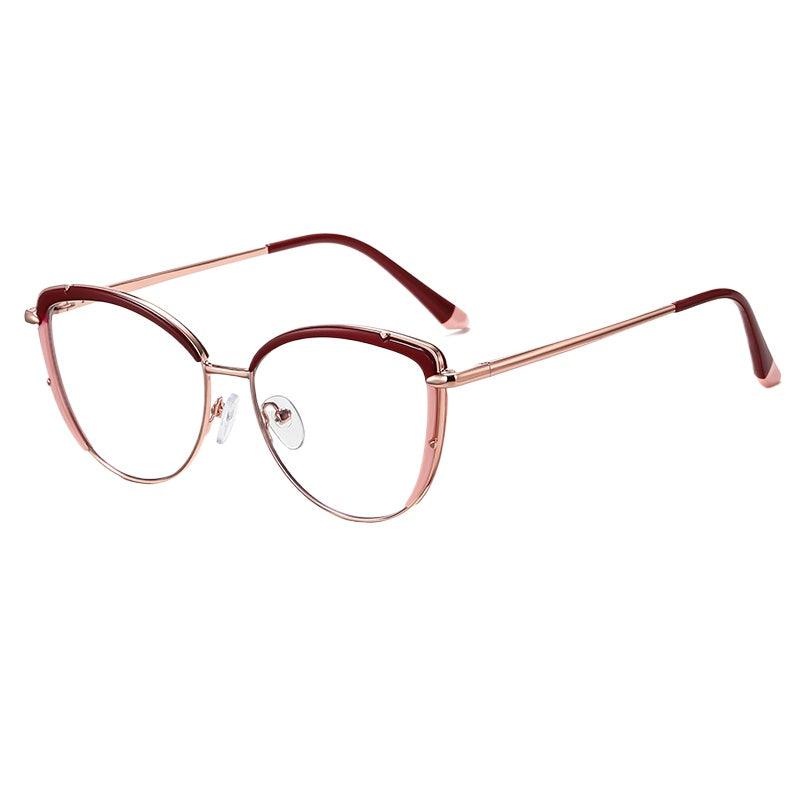 Women's Cat Eye Eyeglasses with Spring Hinge A95966 - AGSTUM OPTICAL