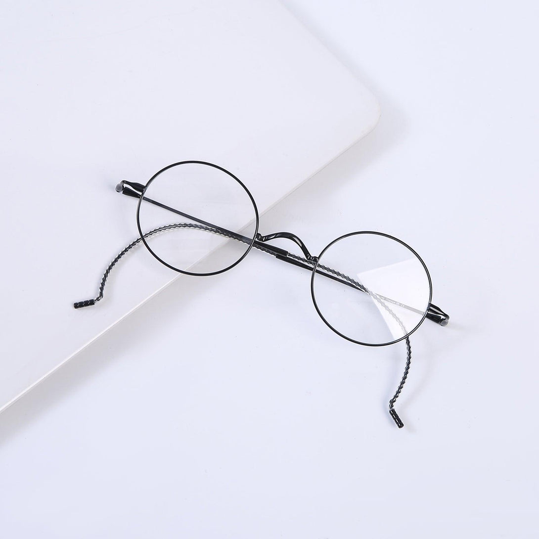 Round Wire Rimmed Glasses | Titanium Frame Saddle Bridge A185725 - AGSTUM OPTICAL