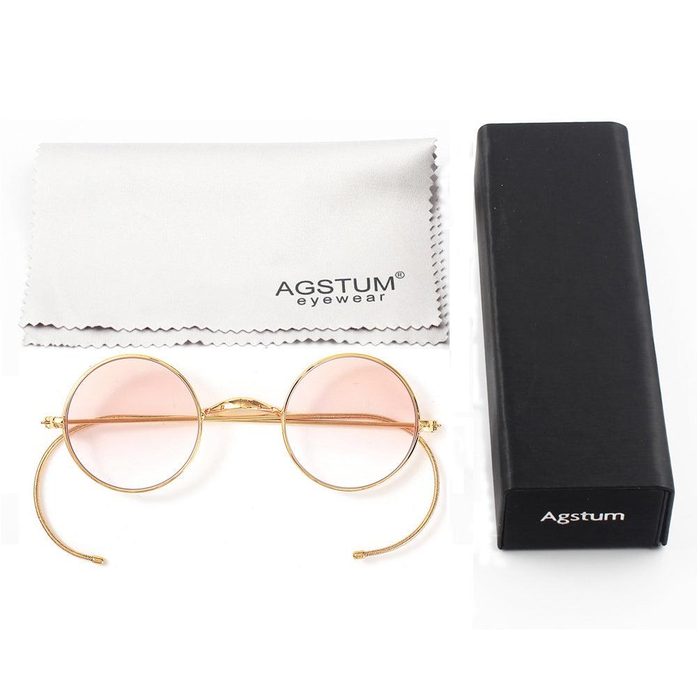 Retro Small Round Wire Rim Gradient Tinted Sunglasses A2139 - AGSTUM OPTICAL