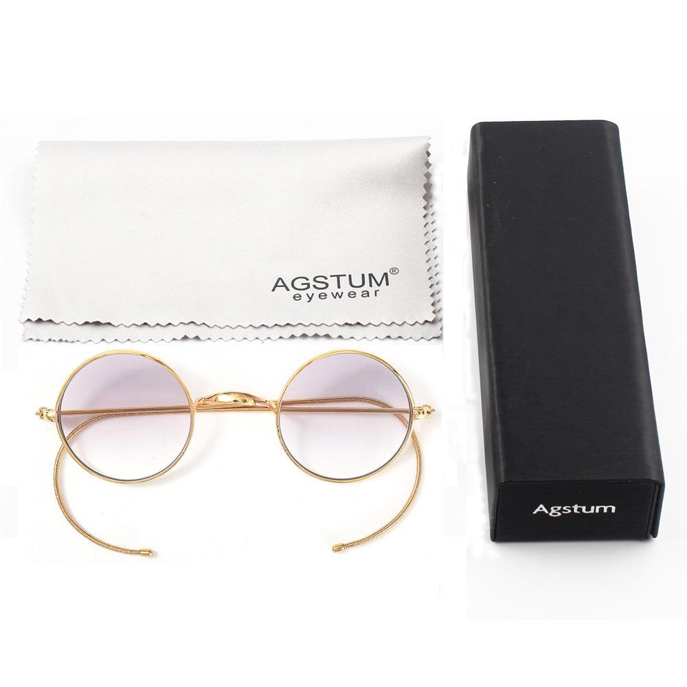 Retro Small Round Wire Rim Gradient Tinted Sunglasses A2139 - AGSTUM OPTICAL