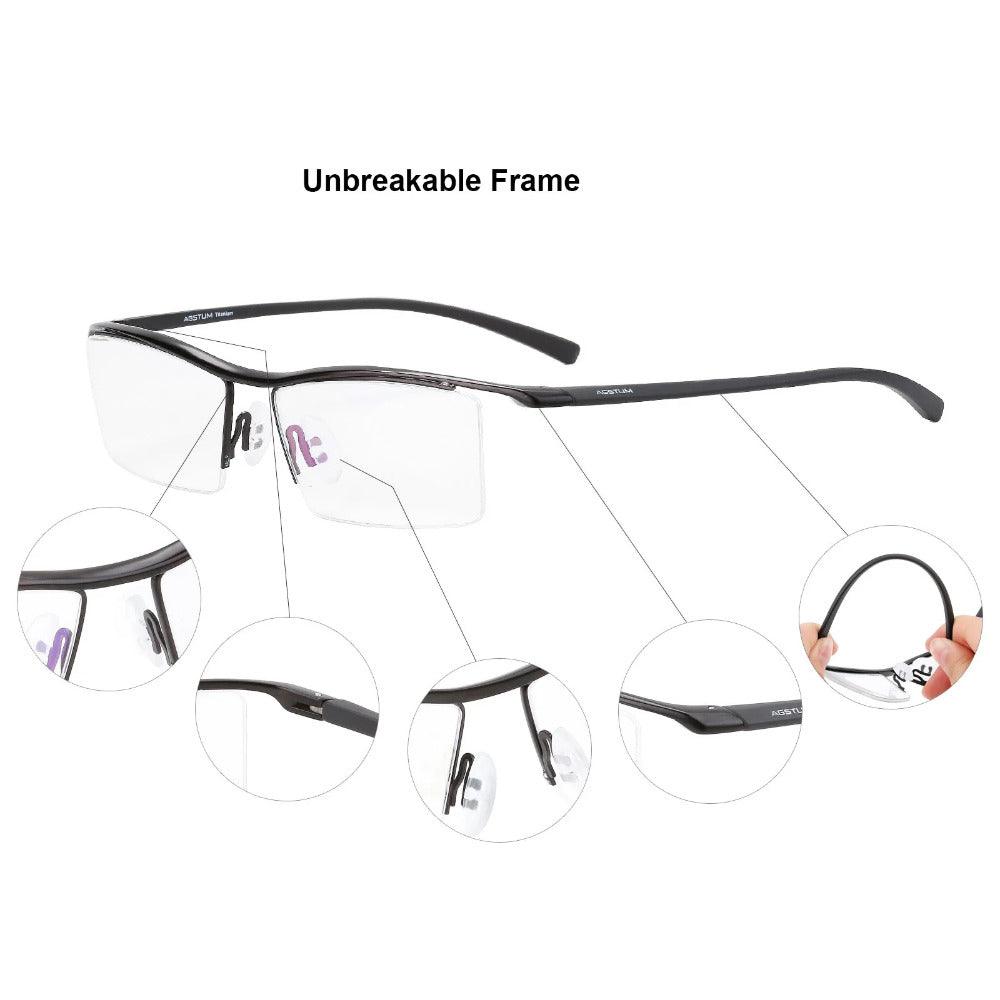 Pure Titanium Half Rimless Business Glasses A8129 - AGSTUM OPTICAL