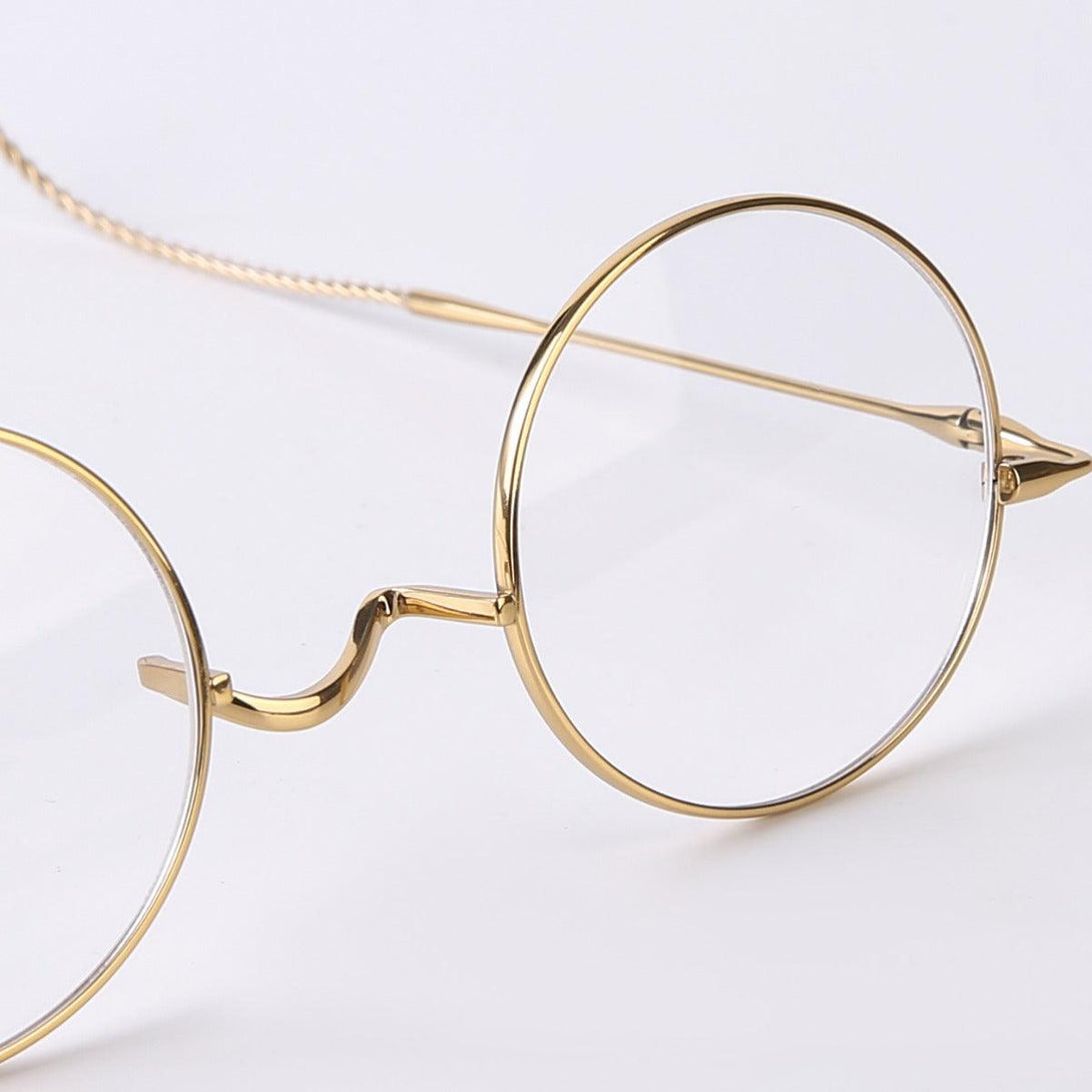 Round Wire Rimmed Glasses | Titanium Frame Saddle Bridge A185725 - AGSTUM OPTICAL