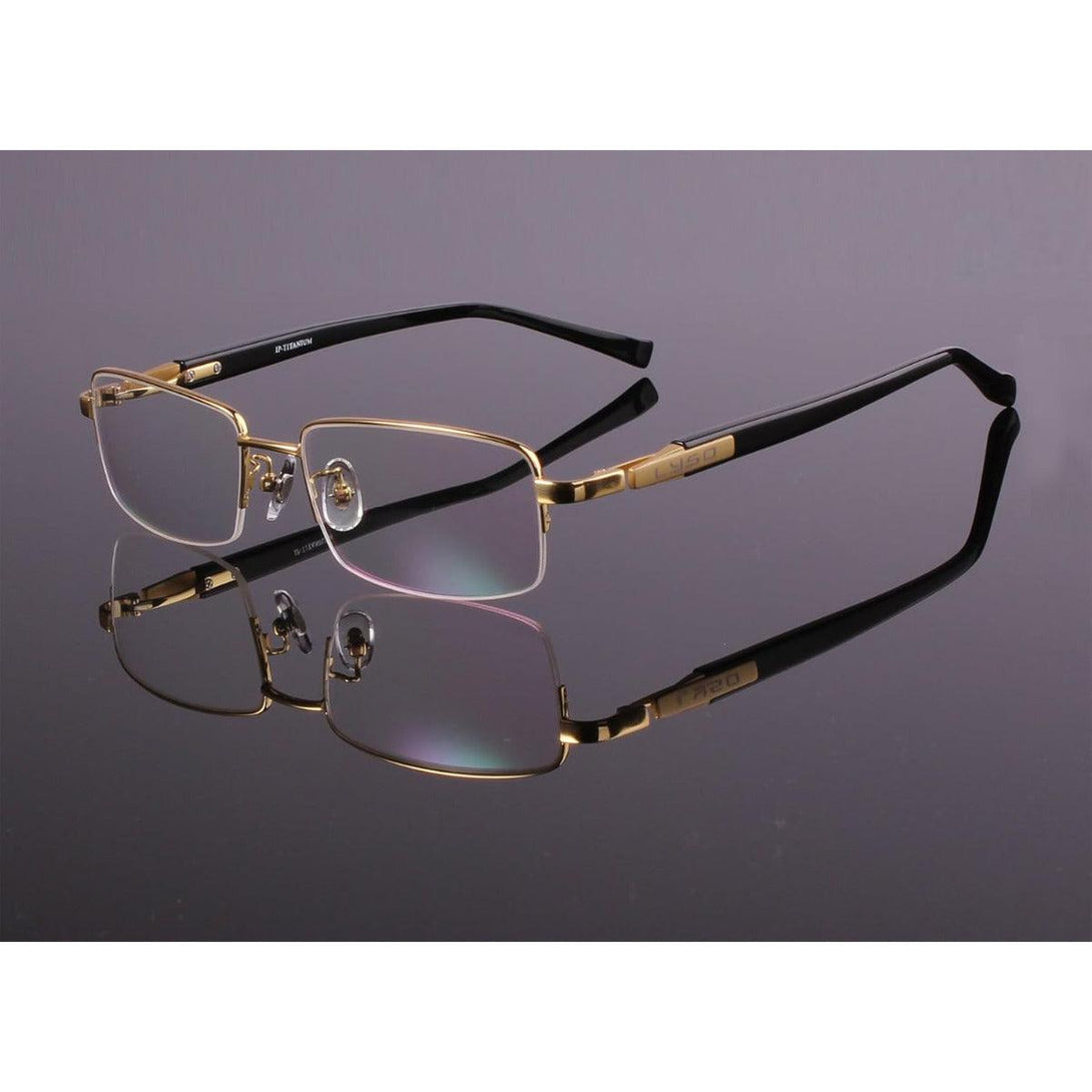 Pure Titanium Half Rim Large Wide Eyeglasses A9910 - AGSTUM OPTICAL