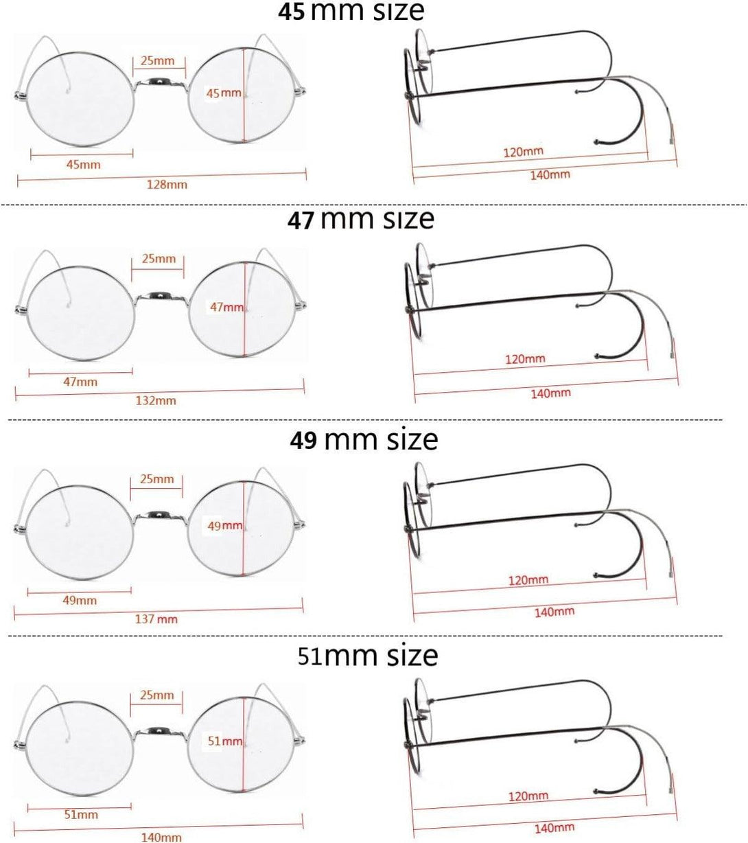 Mid / Large Round Wire Rim Eyeglasses (without Nose Pads) A2149 - AGSTUM OPTICAL