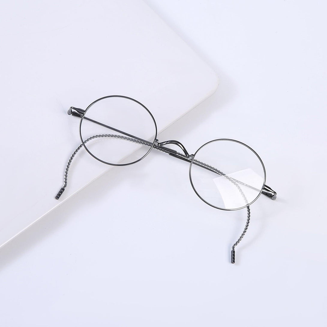 Round Wire Rimmed Glasses | Titanium Frame Saddle Bridge A185725 - AGSTUM OPTICAL