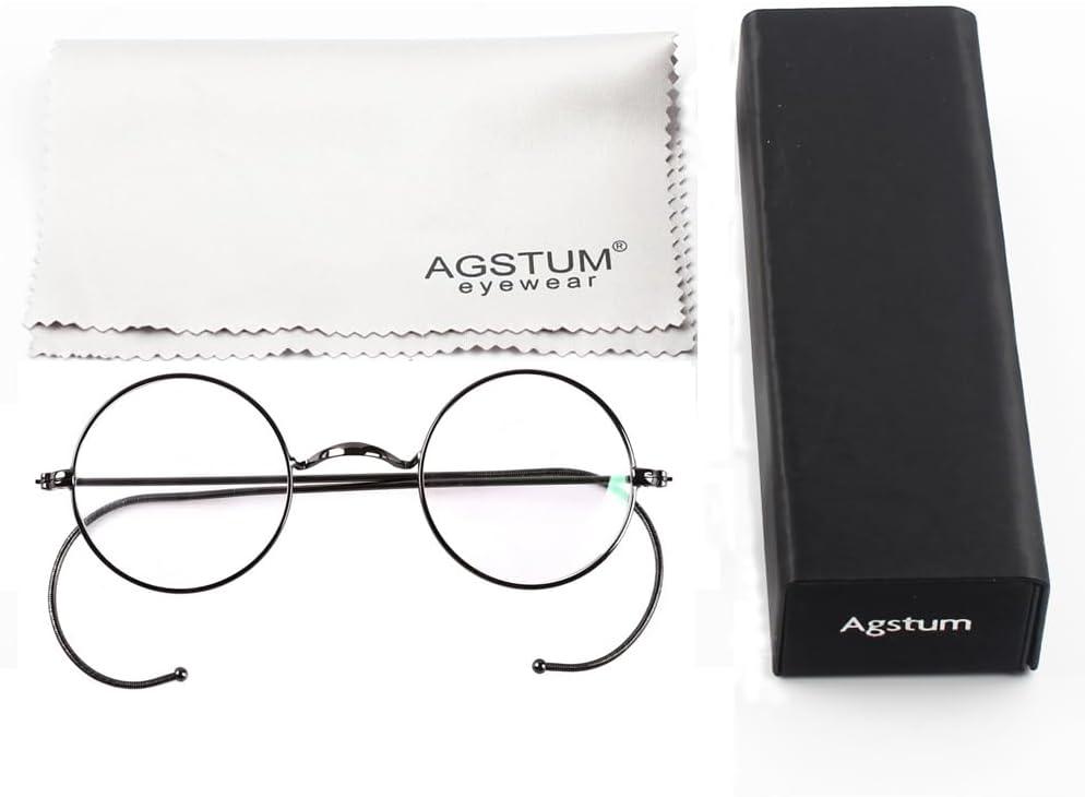 Blue Light Blocking Reading Glasses, Small Round Wire Rim Readers A2039 - AGSTUM OPTICAL