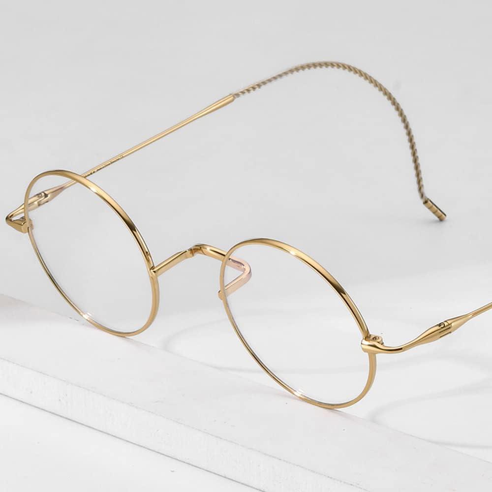 Round Wire Rimmed Glasses | Titanium Frame Saddle Bridge A185725 - AGSTUM OPTICAL