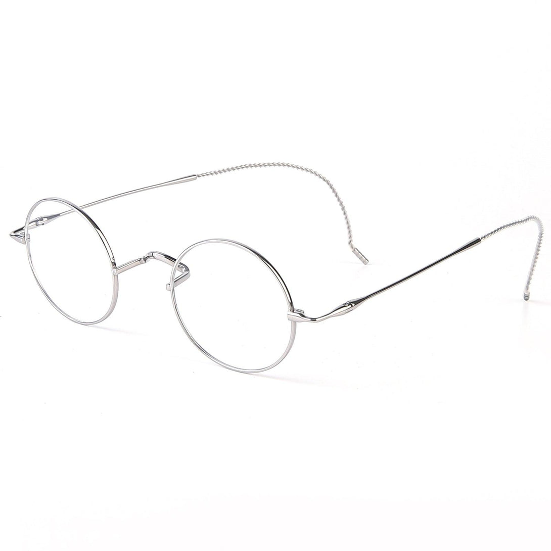 Round Wire Rimmed Glasses | Titanium Frame Saddle Bridge A185725 - AGSTUM OPTICAL
