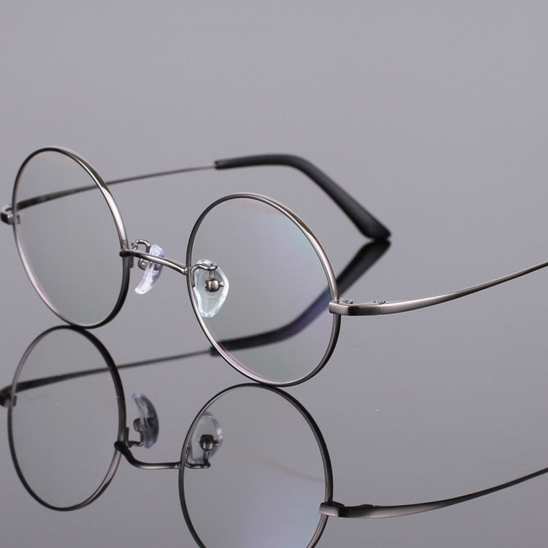 Pure Titanium 44mm Retro Round Eyeglasses A8786