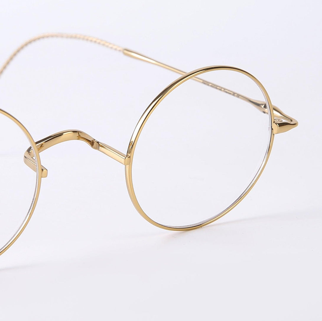 Round Wire Rimmed Glasses | Titanium Frame Saddle Bridge A185725 - AGSTUM OPTICAL