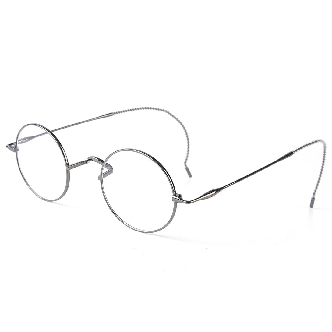Round Wire Rimmed Glasses | Titanium Frame Saddle Bridge A185725 - AGSTUM OPTICAL