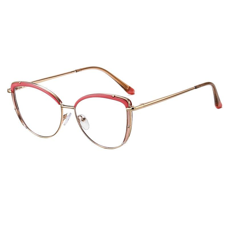 Women's Cat Eye Eyeglasses with Spring Hinge A95966 - AGSTUM OPTICAL