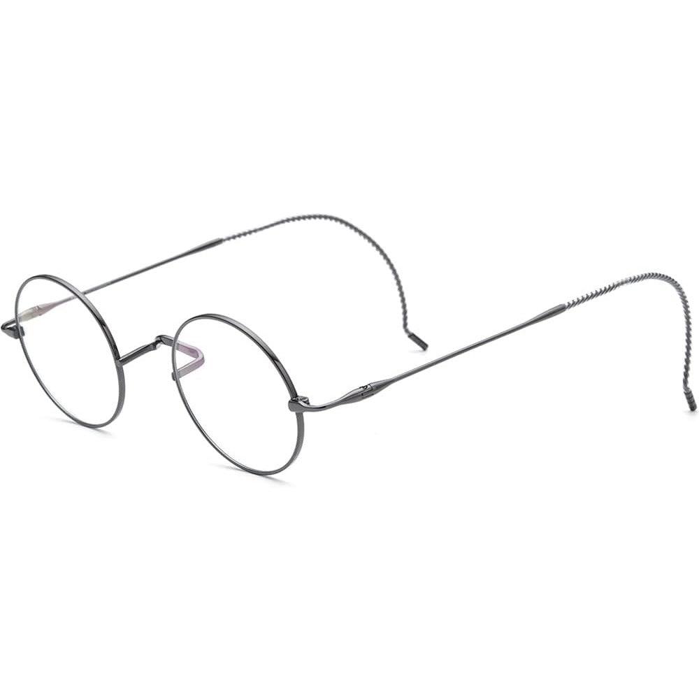 Round Wire Rimmed Glasses | Titanium Frame Saddle Bridge A185725 - AGSTUM OPTICAL