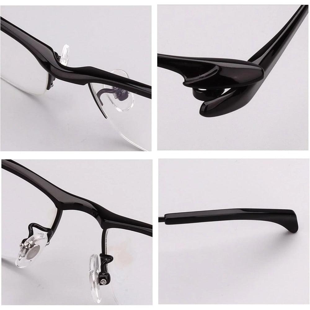 Pure Titanium Half Rimless Business Glasses Large Eyeglasses for Men A1153 - AGSTUM OPTICAL