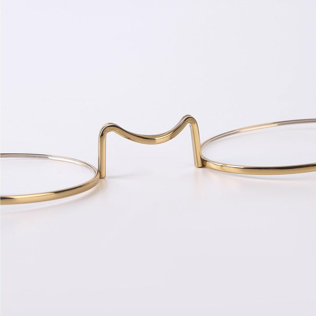 Round Wire Rimmed Glasses | Titanium Frame Saddle Bridge A185725 - AGSTUM OPTICAL