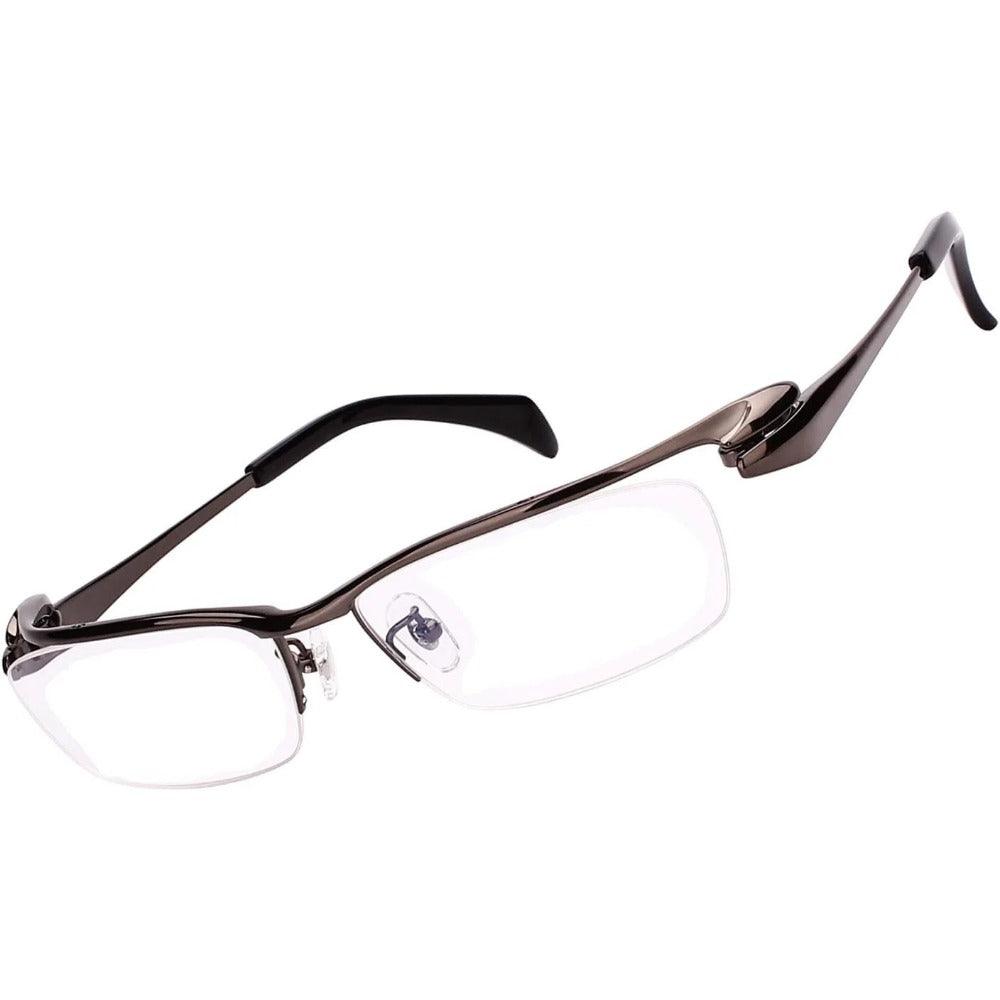 Pure Titanium Half Rimless Business Glasses Large Eyeglasses for Men A1153 - AGSTUM OPTICAL