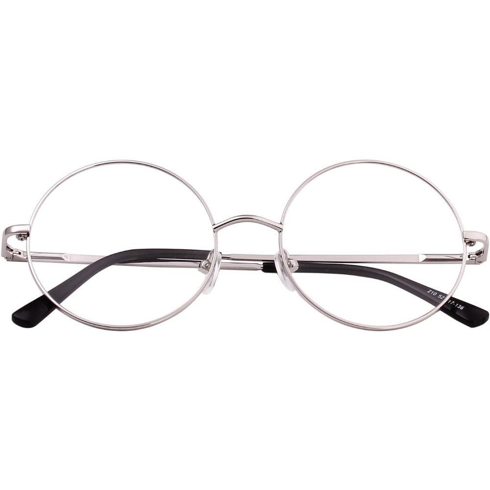 Retro Round Metal Eyeglasses with Spring Hinge A206 - AGSTUM OPTICAL