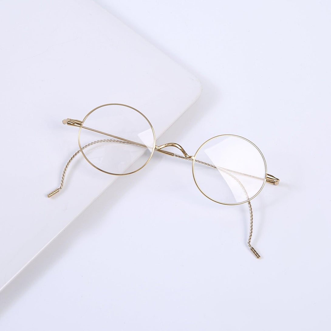 Round Wire Rimmed Glasses | Titanium Frame Saddle Bridge A185725 - AGSTUM OPTICAL