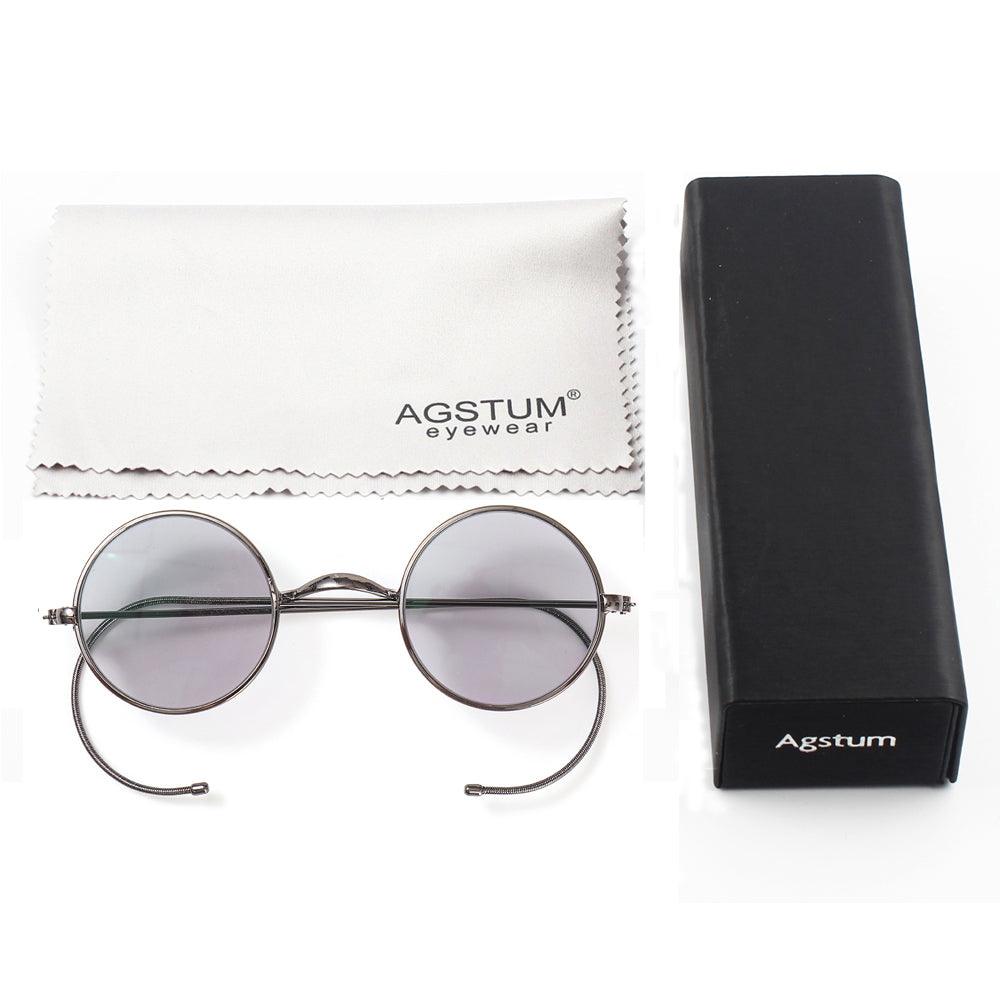 43mm Small Round Sun Readers, Brown / Grey Tinted Reading Glasses A1043 - AGSTUM OPTICAL