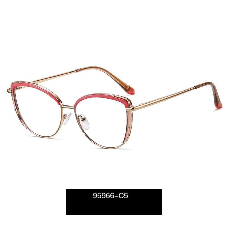 Women's Cat Eye Eyeglasses with Spring Hinge A95966 - AGSTUM OPTICAL