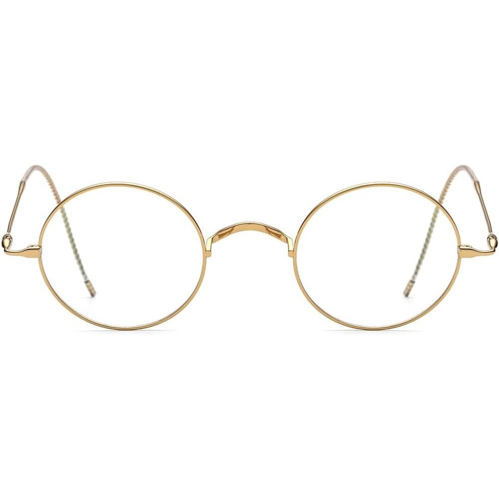 Round Wire Rimmed Glasses | Titanium Frame Saddle Bridge A185725 - AGSTUM OPTICAL