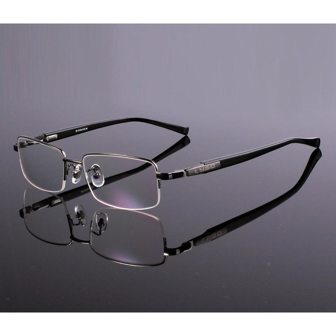 Pure Titanium Half Rim Large Wide Eyeglasses A9910 - AGSTUM OPTICAL