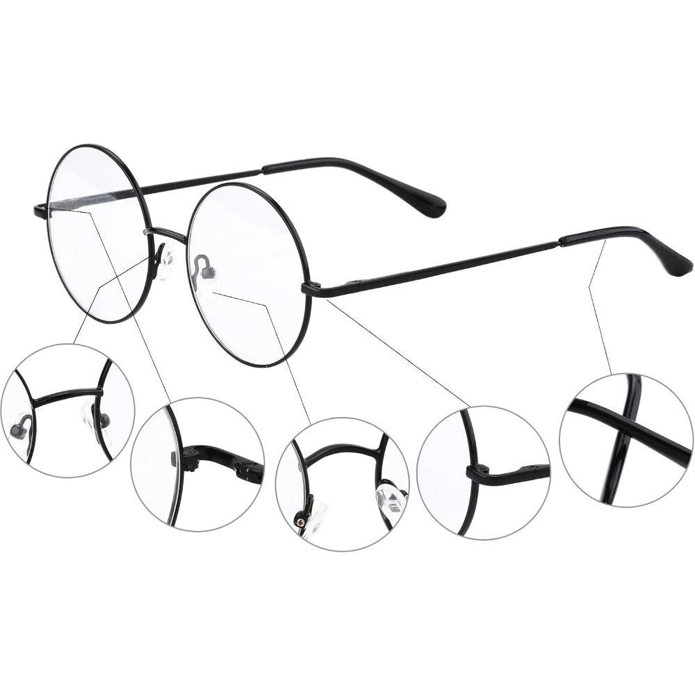 Retro Round Metal Eyeglasses with Spring Hinge A206 - AGSTUM OPTICAL