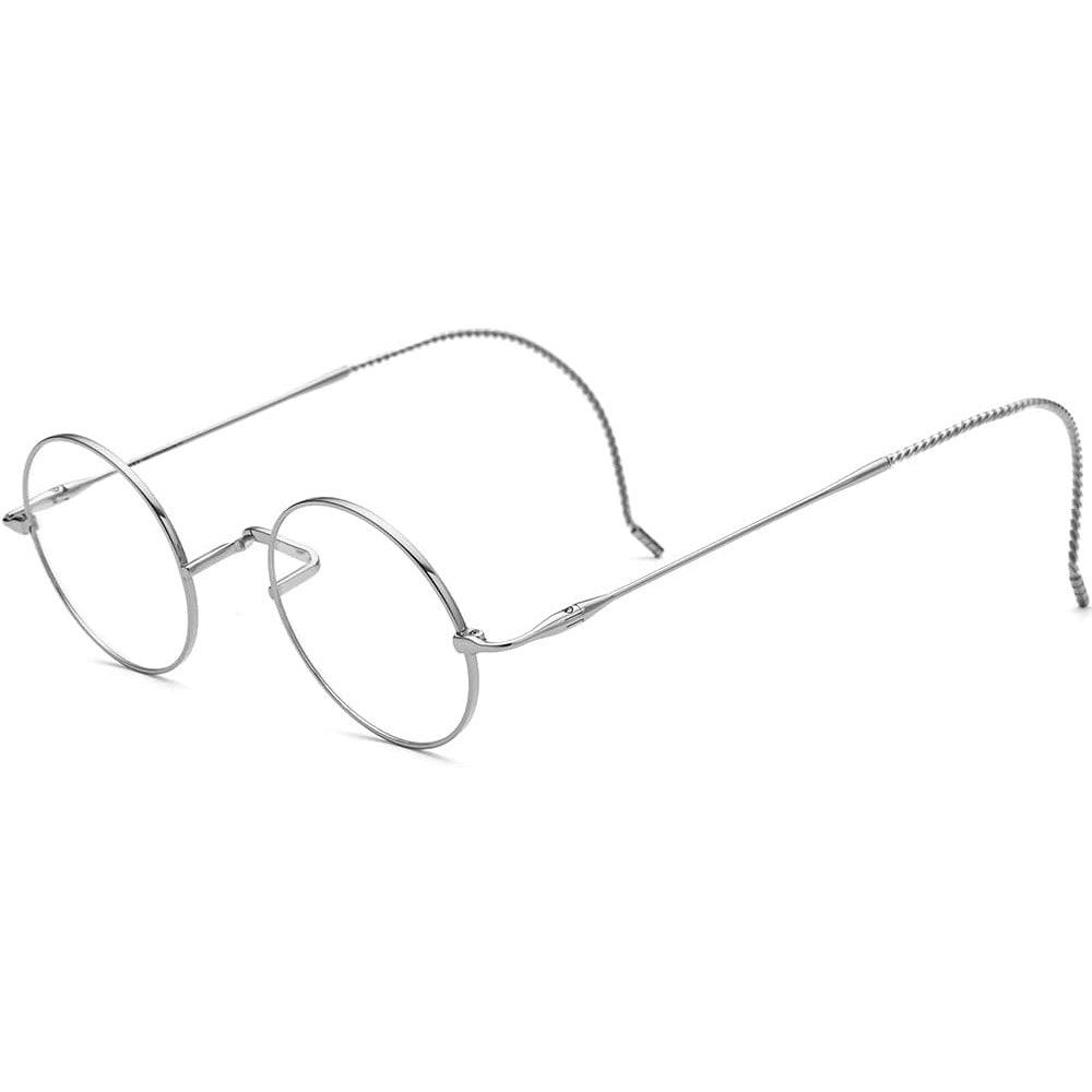 Round Wire Rimmed Glasses | Titanium Frame Saddle Bridge A185725 - AGSTUM OPTICAL