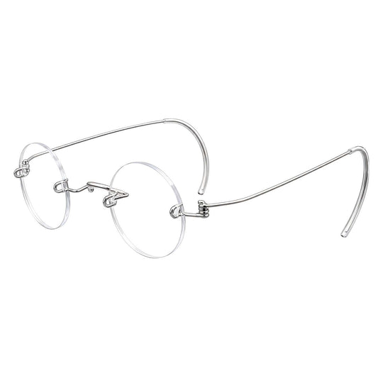 Made to order stainless steel round screwless eyeglasses model HM3650 | Agstum Optical