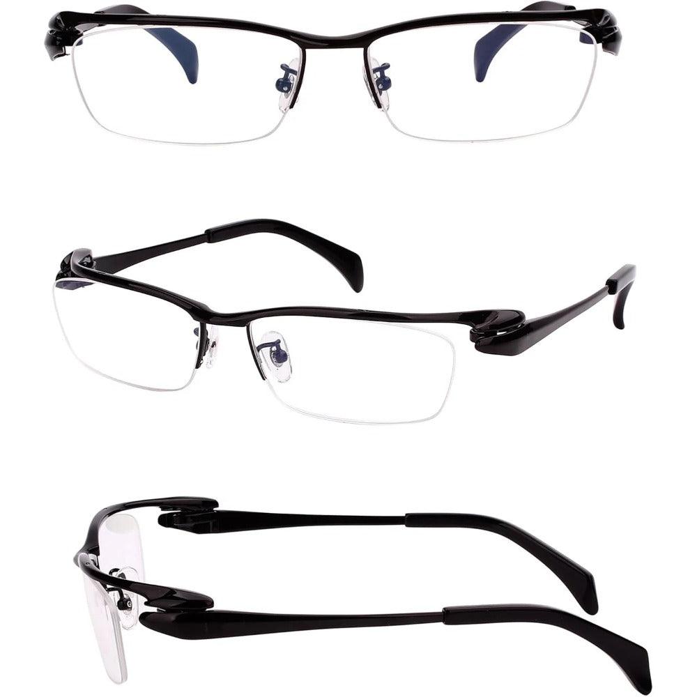 Pure Titanium Half Rimless Business Glasses Large Eyeglasses for Men A1153 - AGSTUM OPTICAL