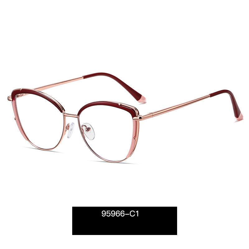 Women's Cat Eye Eyeglasses with Spring Hinge A95966 - AGSTUM OPTICAL